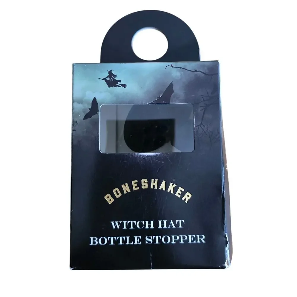 NIP Boneshaker Witch Hat Wine Bottle Stopper Rubber Halloween Promo Black
